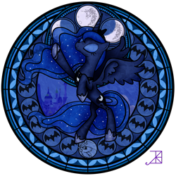 Size: 900x900 | Tagged: safe, artist:akili-amethyst, imported from derpibooru, princess celestia, princess luna, alicorn, pony, disney, dive to the heart, eyes closed, female, kingdom hearts, mare, princess, raised hoof, rearing, stained glass