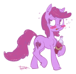 Size: 1000x977 | Tagged: safe, artist:ponyshot, deleted from derpibooru, imported from derpibooru, berry punch, berryshine, earth pony, pony, bottle, drink, drunk, female, mare, simple background, solo, transparent background