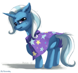 Size: 1725x1623 | Tagged: safe, artist:purmu, imported from derpibooru, trixie, pony, unicorn, butt, crying, female, floppy ears, frown, glare, looking at you, looking back, mare, plot, raised hoof, sad, solo, the great and powerful ass