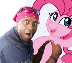 Size: 414x362 | Tagged: safe, imported from derpibooru, pinkie pie, earth pony, human, pony, female, happy negro, holding a pony, irl, irl human, male, mare, meme, photo