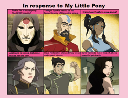 Size: 716x552 | Tagged: safe, imported from derpibooru, human, amon, asami sato, bolin, female, korra, lin bei fong, male, parody, tenzin, the legend of korra