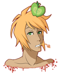 Size: 480x590 | Tagged: safe, artist:ssenarrya, imported from derpibooru, big macintosh, human, bare shoulders, bust, humanized, male, simple background, solo, straw in mouth, transparent background