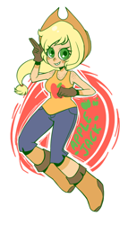 Size: 480x840 | Tagged: safe, artist:ssenarrya, imported from derpibooru, applejack, human, abstract background, female, freckles, humanized, shoulder freckles, solo