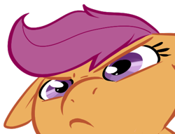 Size: 451x344 | Tagged: safe, artist:php27, imported from derpibooru, scootaloo, pegasus, pony, disapproval, female, filly, floppy ears, looking at you, simple background, solo, transparent background