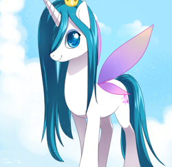 Size: 600x584 | Tagged: safe, artist:jiayi, imported from derpibooru, queen chrysalis, oc, oc only, oc:papillon, flutter pony, pony, cute, cutealis, female, flutter pony alicorn, hair over one eye, princess chrysalis, solo