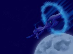 Size: 1600x1200 | Tagged: dead source, safe, artist:bi-polaroid, imported from derpibooru, princess luna, alicorn, pony, female, mare, moon, s1 luna, solo, space