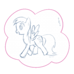Size: 700x700 | Tagged: safe, artist:sugarcubie, imported from derpibooru, derpy hooves, pegasus, pony, animated, female, frame by frame, gif, mare, monochrome, profile, sketch, solo, walking