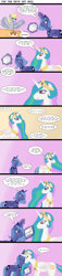 Size: 1032x4500 | Tagged: safe, artist:kitsune-the-fox, imported from derpibooru, derpy hooves, princess celestia, princess luna, alicorn, pegasus, pony, comic, ethereal mane, feels, female, food, heartwarming, implied molestia, mail, mare, meta, muffin, offscreen character, s1 luna, sibling love, siblings, sisterly love, sisters, speech bubble, to the moon