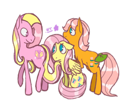 Size: 600x500 | Tagged: safe, artist:wolfytails, imported from derpibooru, fluttershy, fluttershy (g3), posey, earth pony, pegasus, pony, female, floppy ears, g1, g1 to g4, g3, g3 to g4, g4, generation leap, generational ponidox, mare, no pupils, simple background, sitting, transparent background