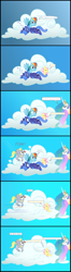 Size: 1600x6036 | Tagged: safe, artist:kurokaji11, imported from derpibooru, derpy hooves, fluttershy, princess celestia, princess luna, rainbow dash, alicorn, pegasus, pony, princess molestia, blushing, cloud, comic, eyes closed, female, implied sex, mare, morning after, pomf, rapeface, s1 luna, sleeping, speed lines, tongue out, wat, zzz