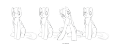 Size: 977x400 | Tagged: safe, artist:noel, imported from derpibooru, pegasus, pony, female, grayscale, mare, monochrome, ponified, portal, sitting, sketch, smiling, turret