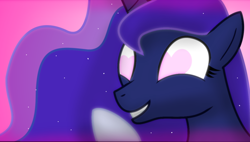 Size: 1134x644 | Tagged: safe, artist:dazed-and-wandering, imported from derpibooru, princess luna, alicorn, pony, bust, female, heart, heart eyes, horn, love face, mare, portrait, smiling, solo, wingding eyes