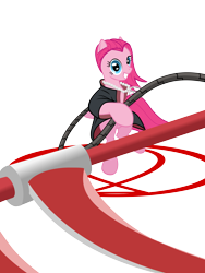 Size: 6000x8000 | Tagged: safe, artist:randomlywhimsical, imported from derpibooru, pinkie pie, earth pony, pony, absurd resolution, bipedal, clothes, female, grin, hidan, jewelry, kusarigama, mare, naruto, necklace, pinkamena diane pie, simple background, smiling, solo, transparent background, weapon