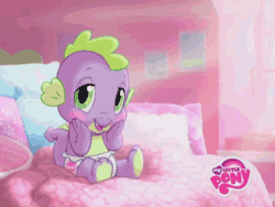 Size: 640x480 | Tagged: safe, imported from derpibooru, screencap, spike, dragon, animated, baby, baby dragon, baby spike, commercial, cute, diaper, frame by frame, g3.5, g4, gif, male, pony wedding, sitting, so soft, solo, spikabetes