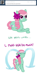 Size: 649x1323 | Tagged: artist needed, safe, artist:ask-minty, imported from derpibooru, minty, earth pony, pony, ask, askminty, crying, female, g3, g3 to g4, g4, generation leap, looking up, lying down, mare, ocular gushers, prone, simple background, solo, transparent background