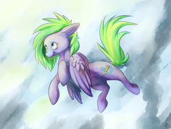 Size: 1600x1200 | Tagged: safe, artist:pashapup, imported from derpibooru, oc, oc only, oc:twizz, unnamed oc, pegasus, pony, female, flying, mare, solo