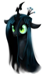 Size: 700x1187 | Tagged: safe, artist:miikanism, imported from derpibooru, queen chrysalis, changeling, changeling queen, crown, fangs, female, frown, jewelry, regalia, simple background, solo, white background