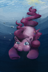 Size: 500x750 | Tagged: safe, artist:hayhedgehoghay, imported from derpibooru, pinkie pie, earth pony, pony, bubble, colored pupils, female, holding breath, mare, puffy cheeks, solo, swimming, underwater, water