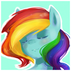 Size: 1000x1000 | Tagged: safe, artist:derpiihooves, imported from derpibooru, rainbow dash, pegasus, pony, eyes closed, female, mare, simple background, solo