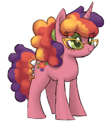 Size: 692x760 | Tagged: safe, artist:needsmoarg4, imported from derpibooru, beachberry, pony, unicorn, colored pupils, female, g3, g3 to g4, g4, generation leap, glasses, mare, simple background, solo, white background
