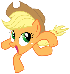 Size: 653x695 | Tagged: safe, imported from derpibooru, applejack, crab pony, crabjack, female, running, simple background, smiling, solo, spiderjack, transparent background