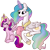 Size: 644x648 | Tagged: safe, artist:lulubell, imported from derpibooru, princess cadance, princess celestia, alicorn, pony, aunt and niece, brush, brushie, cute, cutedance, cutelestia, duo, duo female, female, filly, filly cadance, mare, momlestia, pillow, prone, simple background, sitting, smiling, transparent background, young, younger