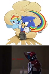 Size: 671x1015 | Tagged: safe, imported from derpibooru, rainbow dash, pegasus, pony, crossover, female, flying, irl, kamen rider, kamen rider kabuto, mare, photo, running, sonic the hedgehog, sonic the hedgehog (series)