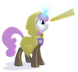 Size: 2500x2300 | Tagged: safe, artist:equestria-prevails, imported from derpibooru, twinkleshine, pony, unicorn, badge, clothes, female, high res, mare, raincoat, simple background, smiling, solo, telescope, transparent background