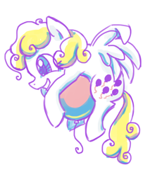 Size: 888x1044 | Tagged: safe, artist:needsmoarg4, imported from derpibooru, surprise, pegasus, pony, adoraprise, balloon, cute, female, g1, g1 to g4, g4, generation leap, grin, mare, simple background, smiling, solo, surprise being surprise, white background