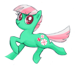 Size: 1280x1131 | Tagged: safe, artist:needsmoarg4, imported from derpibooru, minty, earth pony, pony, female, g3, g3 to g4, g4, generation leap, mare, running, simple background, smiling, solo, white background