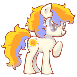 Size: 800x800 | Tagged: safe, artist:needsmoarg4, imported from derpibooru, sunny daze (g3), earth pony, pony, female, g3, g3 to g4, g4, generation leap, mare, raised hoof, simple background, smiling, solo, white background