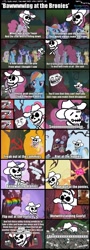 Size: 576x1599 | Tagged: safe, imported from derpibooru, applejack, fluttershy, pinkie pie, rainbow dash, rarity, twilight sparkle, cans.wav, comic, giggle at the ghostler, laughter song, mane six, the man they call ghost, true capitalist radio