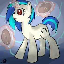 Size: 900x900 | Tagged: dead source, safe, artist:speccysy, imported from derpibooru, dj pon-3, vinyl scratch, pony, unicorn, female, magic, mare, record, solo