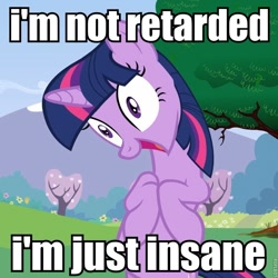 Size: 720x719 | Tagged: safe, edit, edited screencap, imported from derpibooru, screencap, twilight sparkle, pony, unicorn, female, image macro, insanity, mare, solo