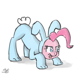 Size: 900x900 | Tagged: safe, artist:speccysy, imported from derpibooru, pinkie pie, earth pony, pony, bunny costume, clothes, female, mare, solo, tongue out