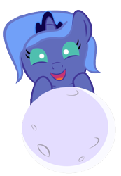 Size: 360x520 | Tagged: safe, artist:doctorxfizzle, imported from derpibooru, princess luna, pony, baby, baby luna, baby pony, cute, female, filly, filly luna, foal, happy, looking at you, moon, open mouth, peekaboo pony pals, simple background, smiling, solo, tangible heavenly object, transparent background, woona, younger