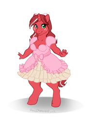 Size: 783x1062 | Tagged: safe, artist:revadiehard, imported from derpibooru, oc, oc only, oc:red ribbon, anthro, unguligrade anthro, clothes, dress, female, solo