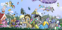 Size: 1300x627 | Tagged: safe, artist:saturnspace, imported from derpibooru, applejack, berry punch, berryshine, big macintosh, bon bon, carrot top, cheerilee, cloudchaser, derpy hooves, discord, dj pon-3, doctor whooves, firefly, flitter, fluttershy, golden harvest, limestone pie, lucky clover, lyra heartstrings, marble pie, minuette, octavia melody, pinkie pie, princess cadance, princess celestia, princess luna, queen chrysalis, rainbow dash, rarity, rumble, shining armor, soarin', spike, spitfire, star hunter, sunny rays, sunshower raindrops, surprise, sweetie drops, thunderlane, time turner, trixie, twilight sparkle, vinyl scratch, wild fire, zecora, alicorn, changeling, changeling queen, dragon, earth pony, nymph, pegasus, pony, unicorn, zebra, ask discorded whooves, adorabon, adoraprise, airship, baby, baby dragon, berrybetes, blank flank, book, carrying, cewestia, cheeribetes, cloud, colored pupils, colt, colt big macintosh, colt shining armor, colt soarin', computer, computer mouse, cute, cutealis, cutedance, cutefire, cutelestia, dashabetes, derpabetes, diapinkes, diatrixes, discord whooves, discute, doctorbetes, drool, eyes closed, female, filly, filly applejack, filly bon bon, filly cadance, filly celestia, filly cheerilee, filly derpy, filly derpy hooves, filly fluttershy, filly limestone pie, filly luna, filly lyra, filly marble pie, filly minuette, filly octavia, filly pinkie pie, filly queen chrysalis, filly rainbow dash, filly rarity, filly spitfire, filly sweetie drops, filly trixie, filly twilight sparkle, filly vinyl scratch, filly zecora, flitterbetes, floppy ears, flower, flyabetes, foal, food, fruit, g1, g1 to g4, g4, generation leap, glasses, grin, hug, jack harkness, jackabetes, jewelry, laptop computer, limabetes, lunabetes, lyrabetes, macabetes, male, marblebetes, mare, minubetes, mountain, muffin, mug, one eye closed, open mouth, pear, pie, pie sisters, ponyville schoolhouse, raribetes, reading, regalia, scared, school, shyabetes, sleeping, smiling, smirk, soarinbetes, spikabetes, stallion, tavibetes, teen princess cadance, that pony sure does hate pears, the master, the twilight zone, thunderbetes, twiabetes, unicorn twilight, upside down, vinylbetes, wall of tags, woona, young discord, younger, zecorable