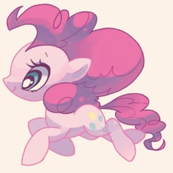 Size: 500x500 | Tagged: safe, artist:mutagorou0w0, imported from derpibooru, pinkie pie, earth pony, pony, cute, diapinkes, female, mare, pink background, simple background, smiling, solo