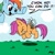 Size: 945x945 | Tagged: safe, artist:megasweet, imported from derpibooru, rainbow dash, scootaloo, pegasus, pony, blank flank, cloud, dialogue, duo, duo female, encouragement, eyes closed, female, filly, flapping, flapping wings, flying, flying lesson, gritted teeth, mare, open mouth, scootaloo can fly, scootaloo can't fly, talking, wings