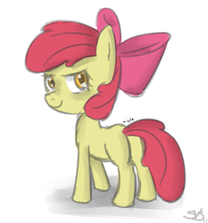 Size: 731x784 | Tagged: safe, artist:speccysy, imported from derpibooru, apple bloom, earth pony, pony, butt, female, filly, lidded eyes, looking back, plot, rear view, smiling, solo