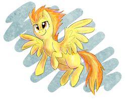 Size: 966x756 | Tagged: safe, artist:blitzpony, deleted from derpibooru, imported from derpibooru, spitfire, pegasus, pony, abstract background, female, flying, mare, smiling, solo