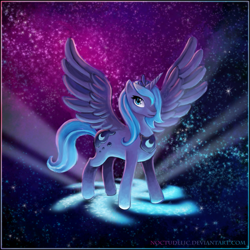 Size: 729x729 | Tagged: safe, artist:noctudelic, imported from derpibooru, princess luna, alicorn, pony, female, mare, s1 luna, solo, spread wings