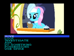 Size: 640x480 | Tagged: safe, imported from derpibooru, lotus blossom, earth pony, pony, crossover, female, mare, photoshop, pixel art, snatcher, solo, video game