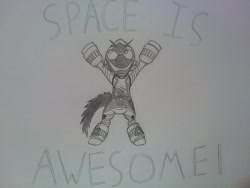 Size: 900x675 | Tagged: safe, artist:frostycone, imported from derpibooru, pony, kamen rider, kamen rider fourze, monochrome, ponified, solo, traditional art