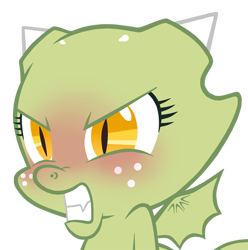 Size: 550x555 | Tagged: safe, artist:queencold, imported from derpibooru, oc, oc only, oc:jade, oc:jade (queencold), dragon, angry, blushing, dragon oc, dragoness, female, simple background, solo, transparent background