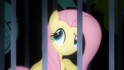 Size: 640x360 | Tagged: safe, imported from derpibooru, screencap, fluttershy, pegasus, pony, a bird in the hoof, season 1, female, mare, prison, solo