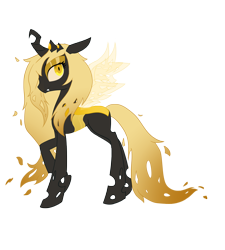 Size: 1800x2000 | Tagged: safe, artist:piichu-pi, imported from derpibooru, oc, oc only, oc:aurelia, changeling, changeling queen, changeling oc, changeling queen oc, female, simple background, solo, transparent background, yellow changeling