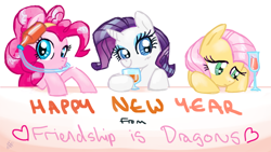 Size: 800x450 | Tagged: safe, artist:needsmoarg4, imported from derpibooru, fluttershy, pinkie pie, rarity, earth pony, pegasus, pony, unicorn, comic:friendship is dragons, alcohol, female, mare, trio, trio female