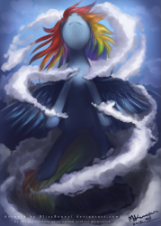 Size: 643x900 | Tagged: safe, artist:felynea, imported from derpibooru, rainbow dash, pony, epic, female, flying, solo